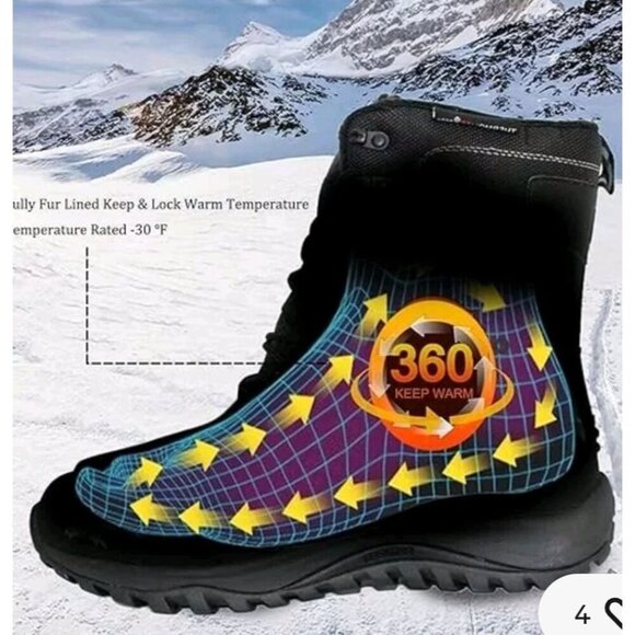 Rockmark Winter Snow Boots Men's Sz 7 Black Outdoor Warm Mid Calf Waterproof New - Picture 2 of 16